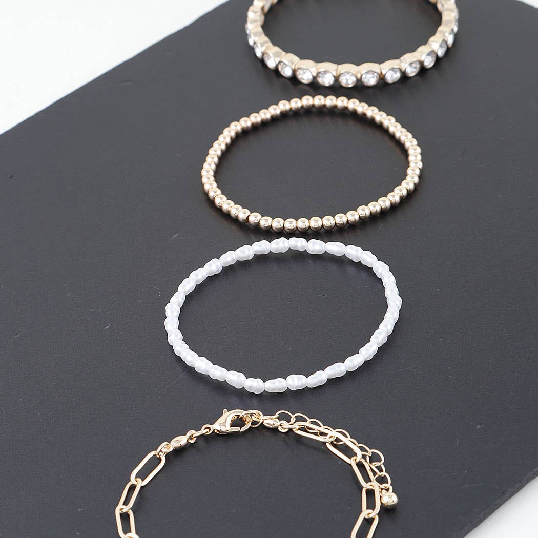 Triple Rhinestone Beaded Bracelet