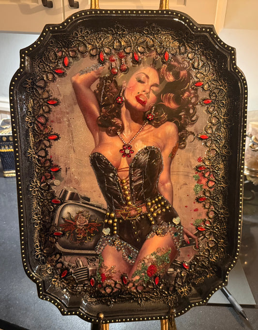 One of a Kind Handmade Decorative Resin Tray-3189