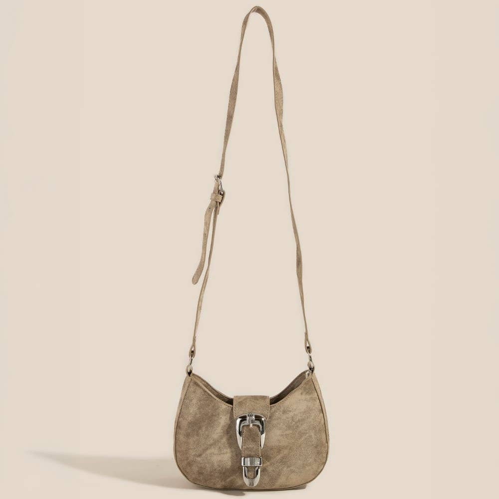 Buckle Detail Hobo Shoulder Bag