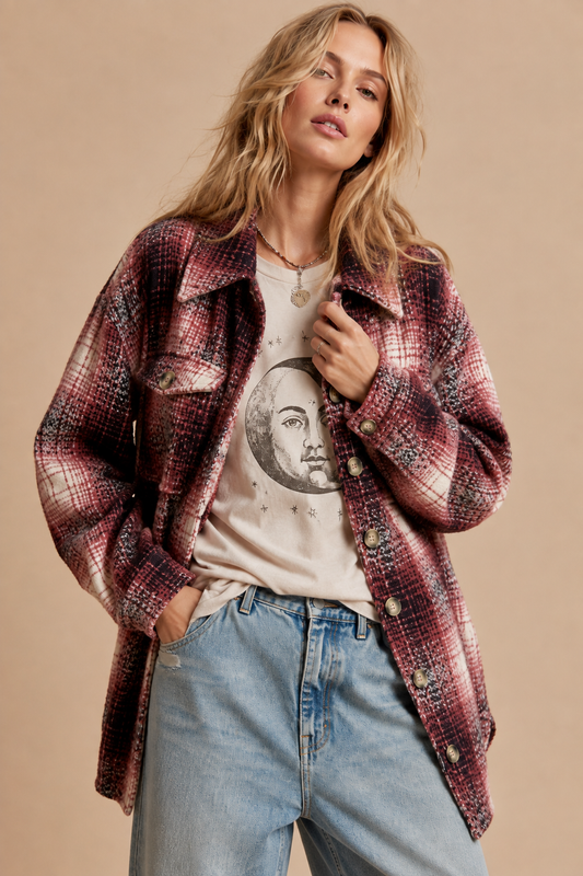 Plaid Pattern Button Down Jacket