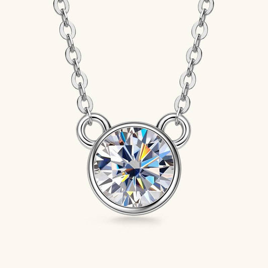Solitaire Round Moissanite Necklace in 925 Sterling Silver