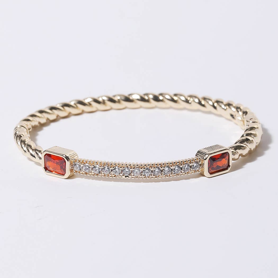 Gold Plated CZ Cable Bangle Bracelet
