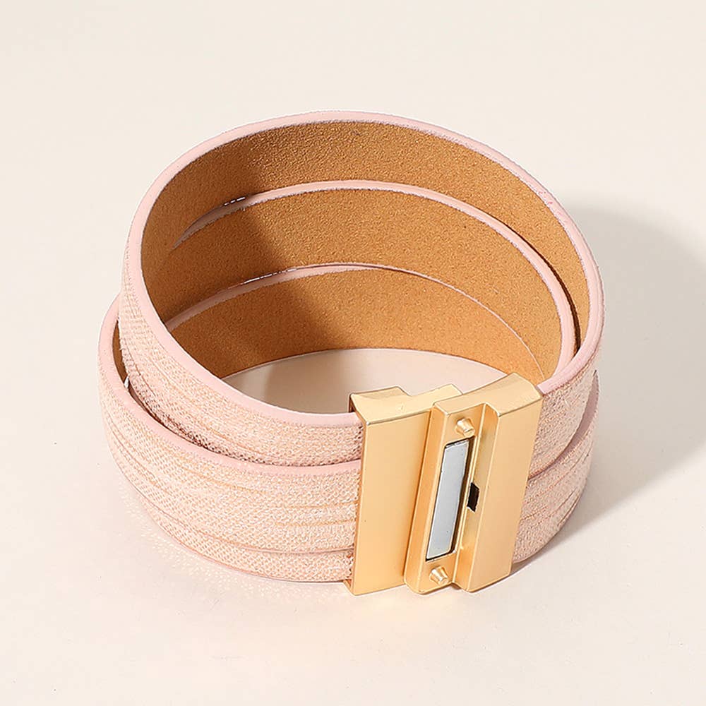 Faux Leather Wrap Magnetic Bracelet