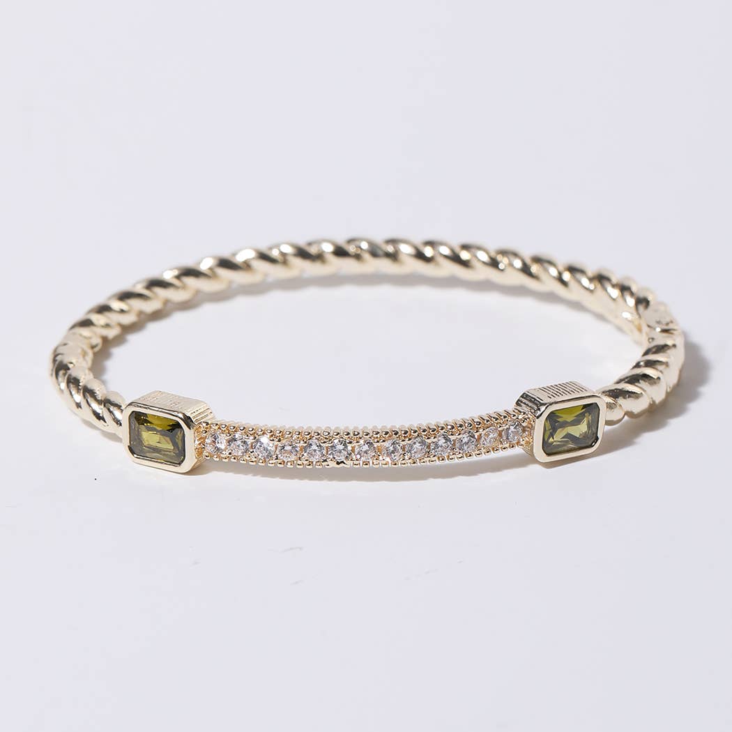 Gold Plated CZ Cable Bangle Bracelet