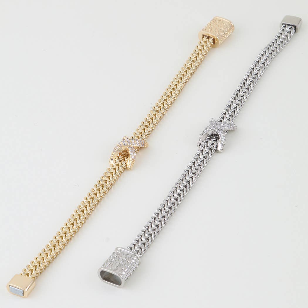 Jeweled X Chain Bracelet