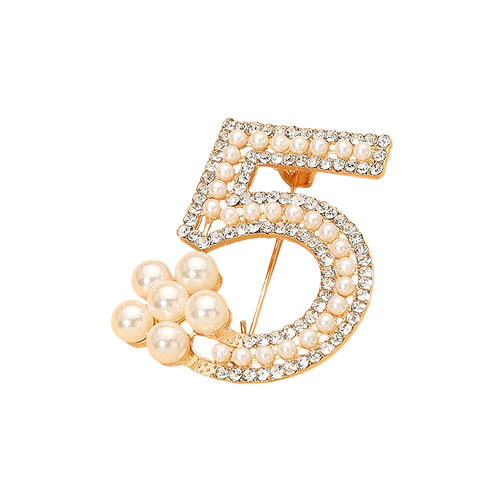 Pearl Embellished Number Five Bling