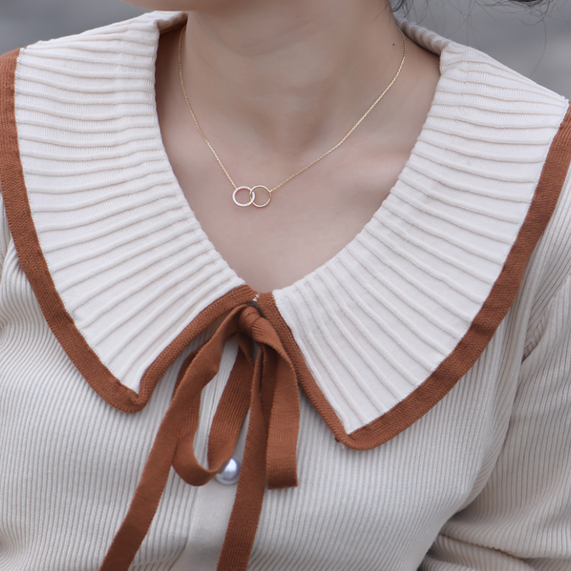 Interlocking Circle Ring Necklace in 925 Sterling Silver