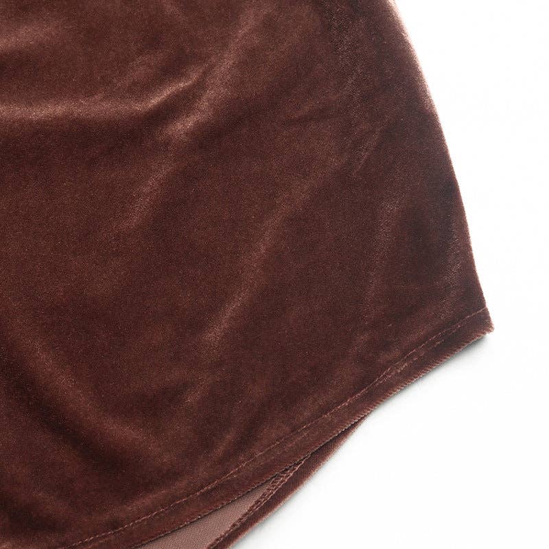 Solid Velvet Button-Up Lantern Sleeve Collared Blouse