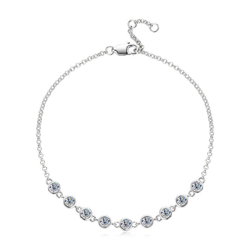 Moissanite Stacking Wedding Bracelet in 925 Sterling Silver
