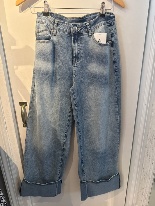 HR Button Cuf Med Wash Jeans