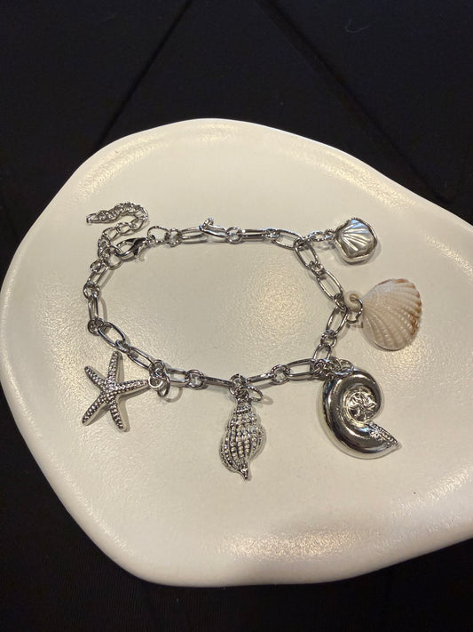 Sea Shell Charm Station Chain Bracelets