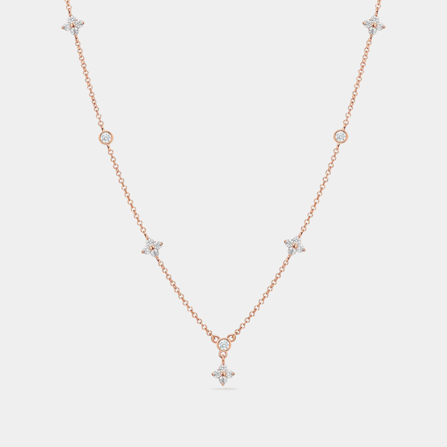Four Petal Flower Friendship Necklace in 925 Sterling Silver