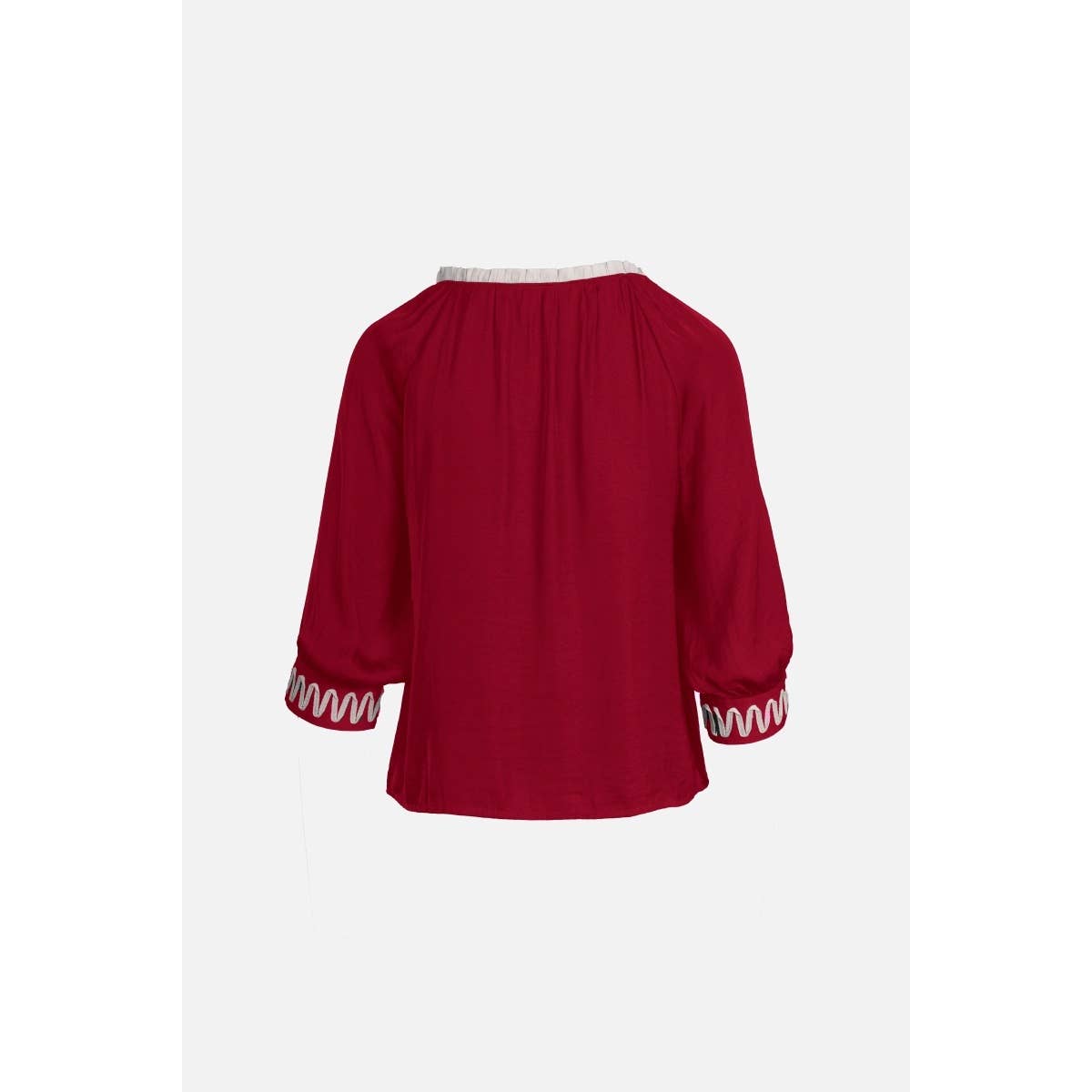 Abstract Applique Popover Blouse