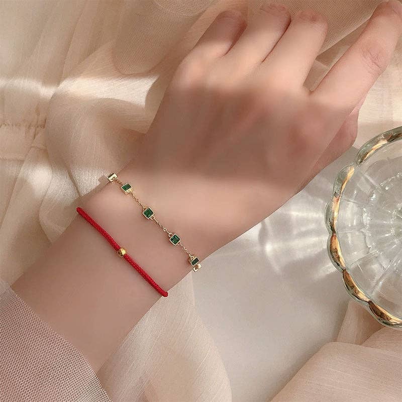 Green Color Gemstone Wedding Bracelet in 925 Sterling Silver
