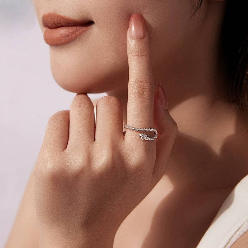 Minimalist Snake Stacking Bypass Wrap Ring in Solid Copper
