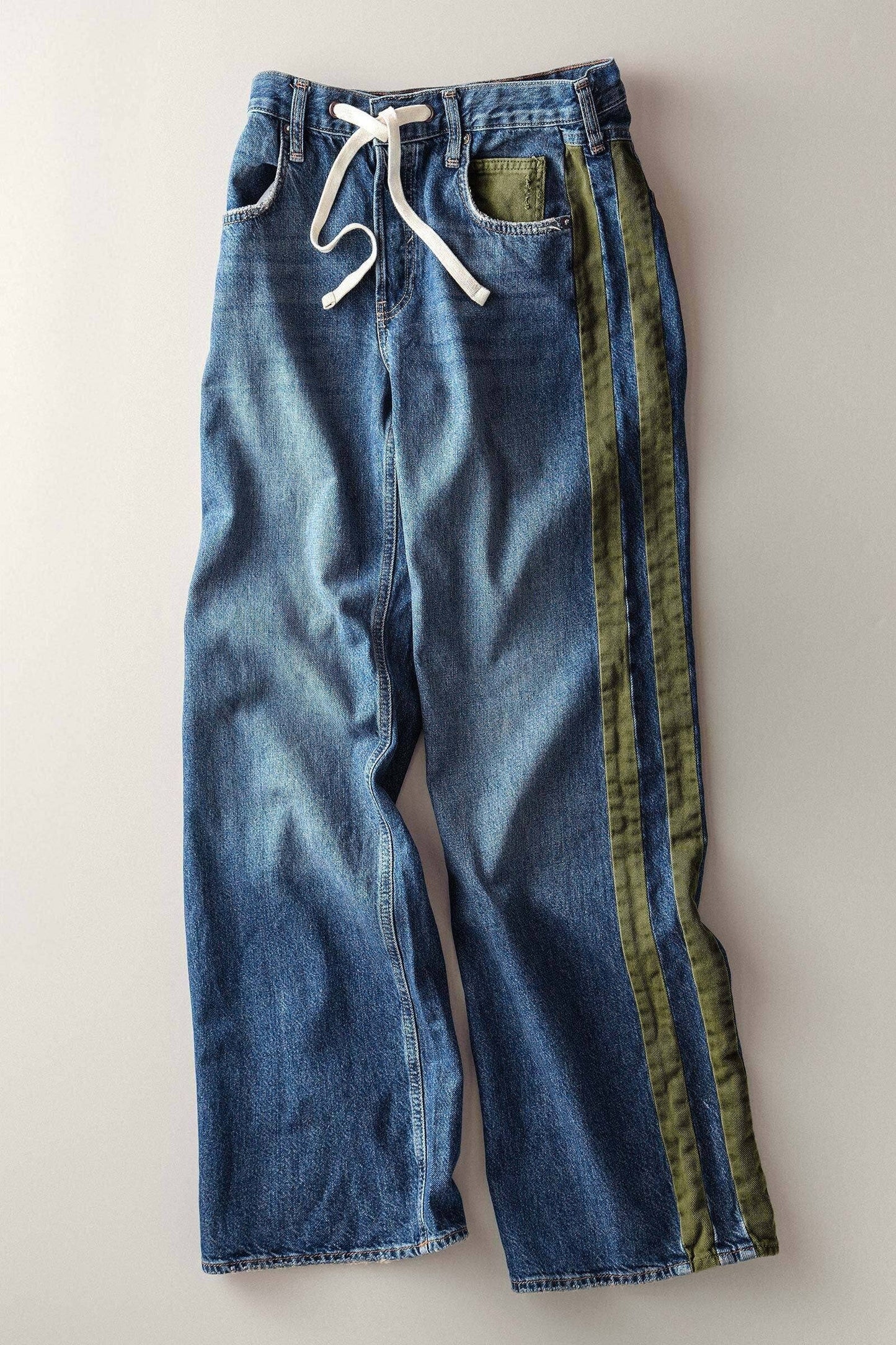 Utility Stripe Wide-Leg Jeans