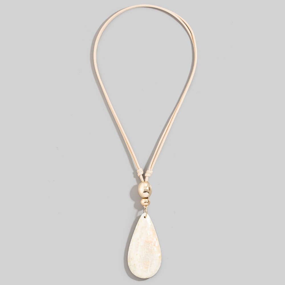 Large Mosaic Tear Drop Pendant Cord Necklace