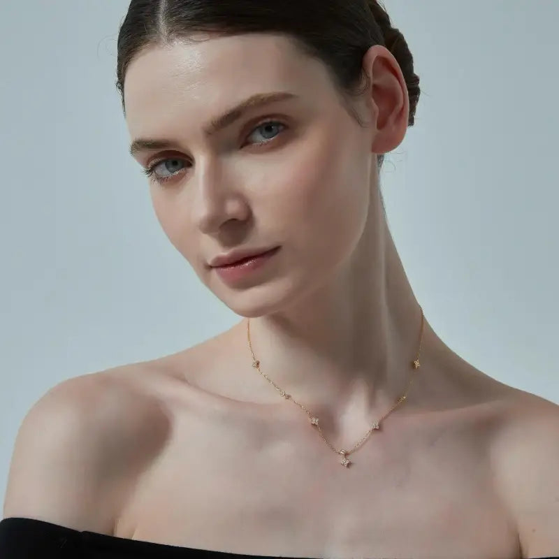 Four Petal Flower Friendship Necklace in 925 Sterling Silver