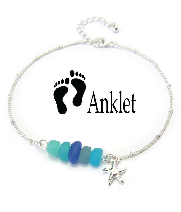 SEAGLASS CHARM ANKLET