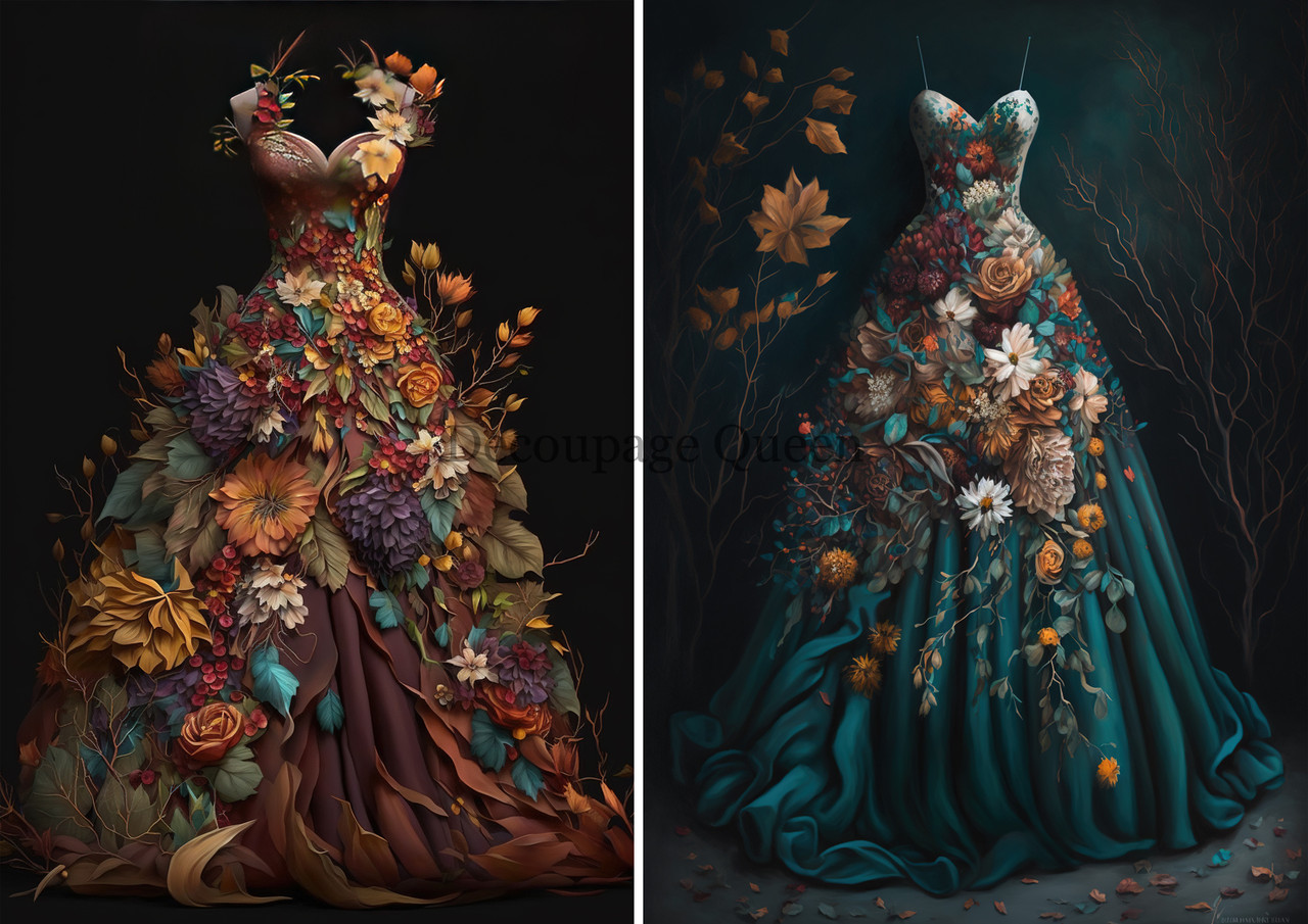 Decoupage Queen Autumn Gowns Rice Paper