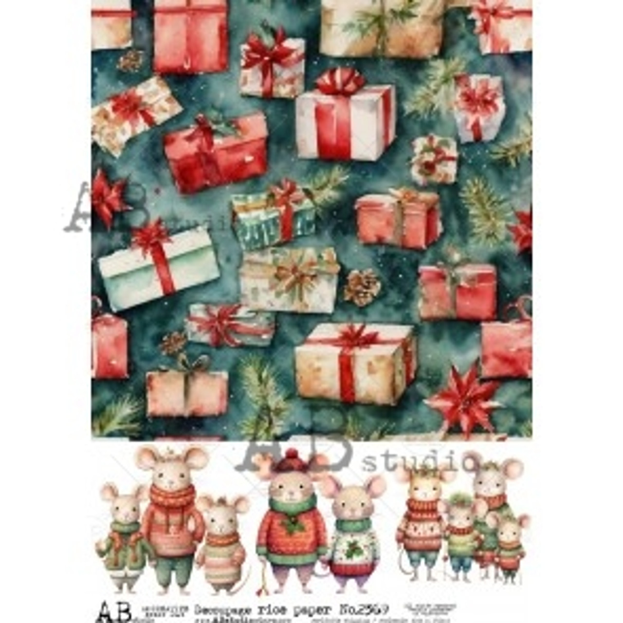 AB Studios Gift Boxes and Mice A4 Rice Paper