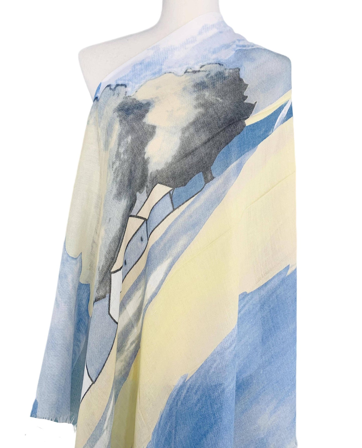 Blue-Multi Abstract Scarf