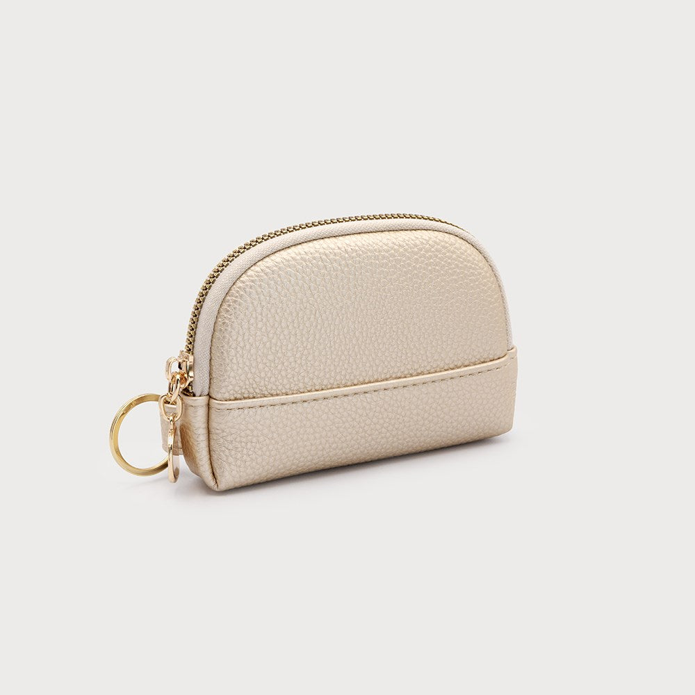 SMALL COINS POUCH WITH ZIPPER CLOSURE AND KEY RING ON SIDE