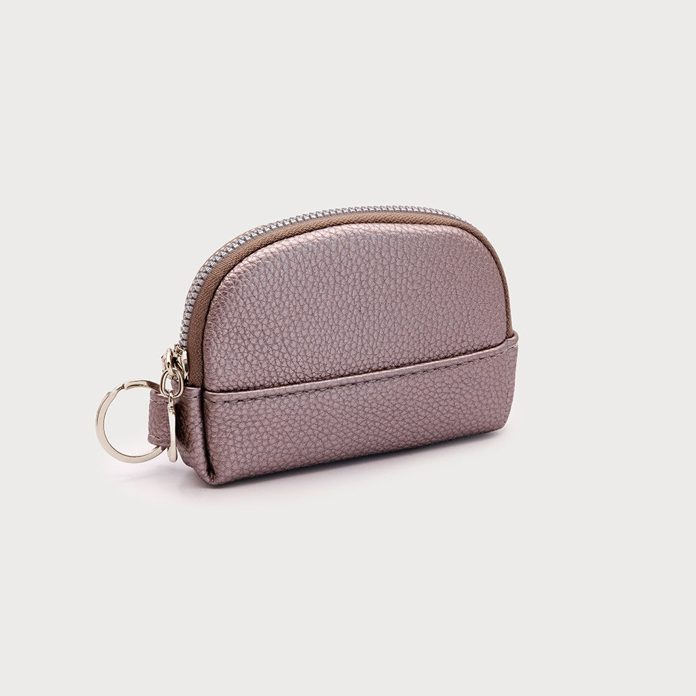 SMALL COINS POUCH WITH ZIPPER CLOSURE AND KEY RING ON SIDE