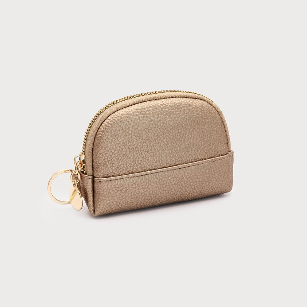 SMALL COINS POUCH WITH ZIPPER CLOSURE AND KEY RING ON SIDE