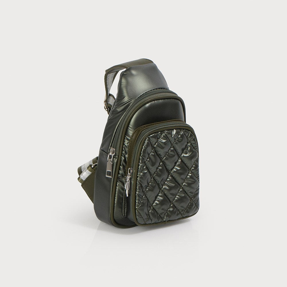 QUILTED SLINGBAG WITH SHINY AND ADJUSTABLE GUITAR STRAP