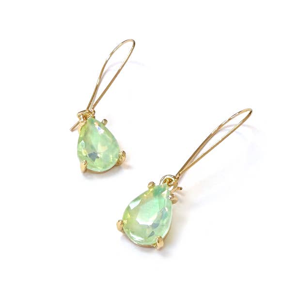 Midi Size Teardrop 5A Grade Glass Drop Kidney Wire Earrings