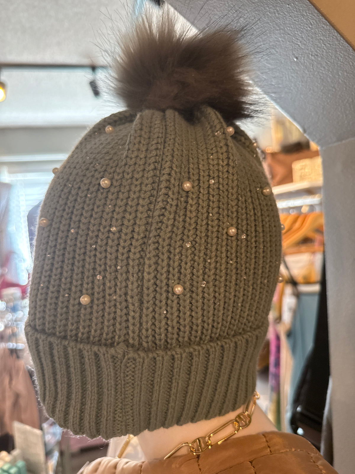 Cozy & Chic Pearl Pom-Pom Beanie