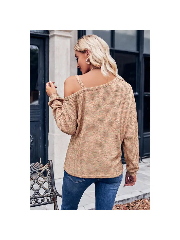 Knit Loose Fit Asymmetric Shoulder Top