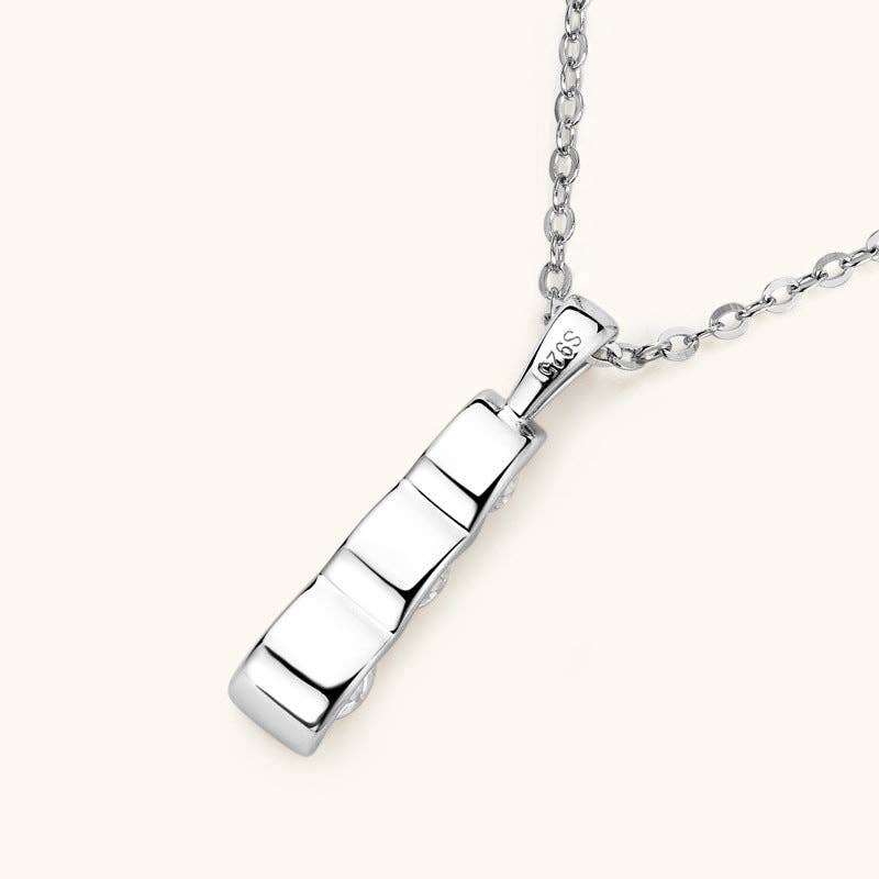 Three Stone Moissanite Charm Necklace in 925 Sterling Silver
