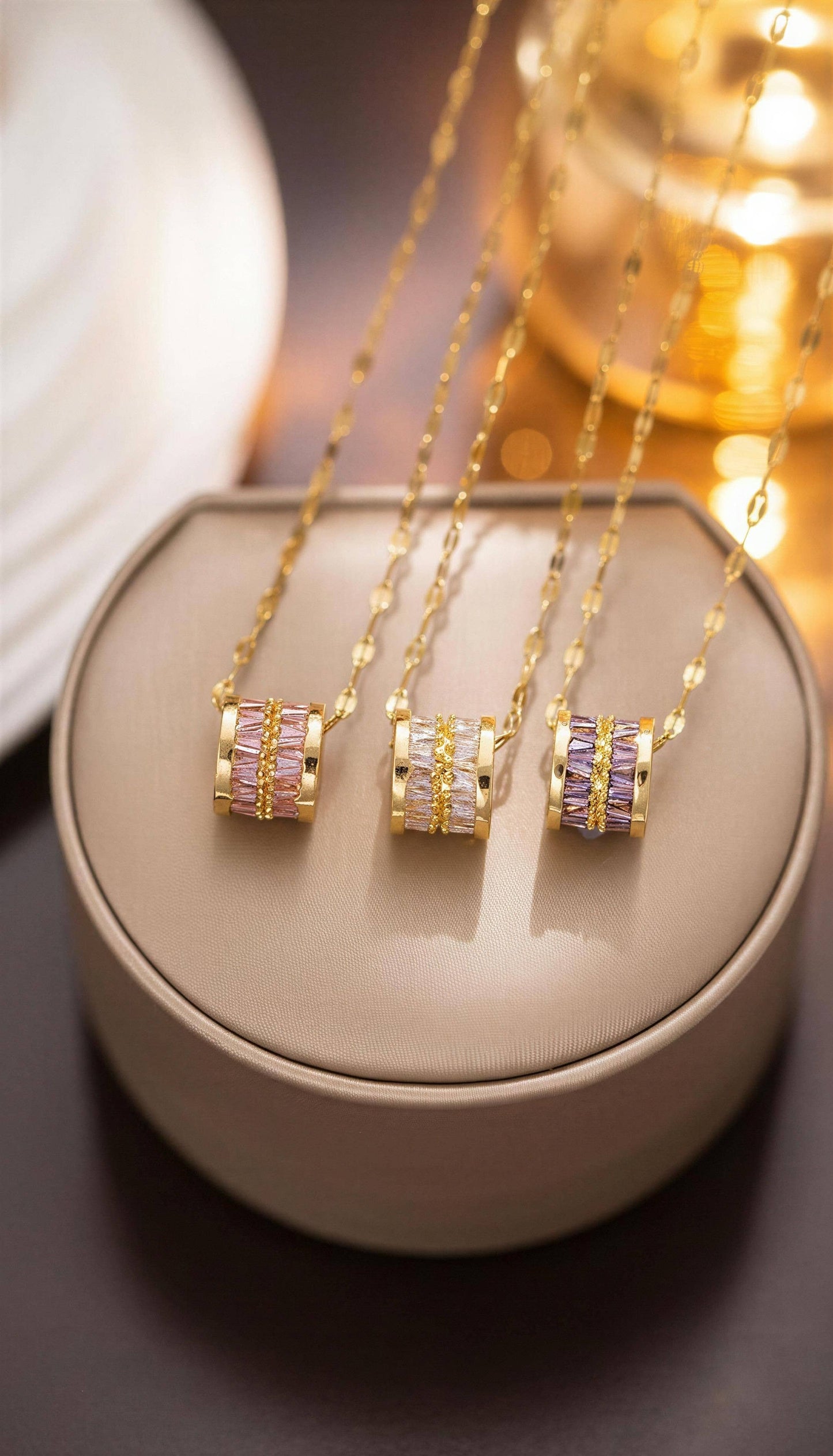 Aurora Barrel Pendant Necklace – Tarnish Resistant SS