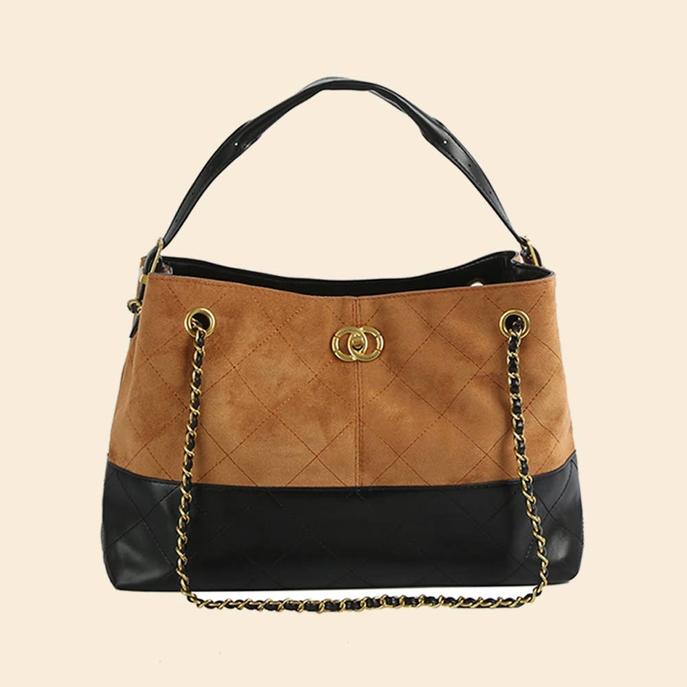 Suede Woven Double Strap Satchel Hand Bag