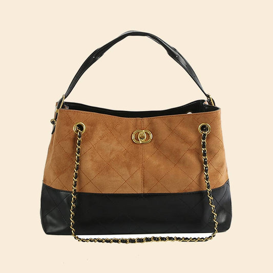 Suede Woven Double Strap Satchel Hand Bag
