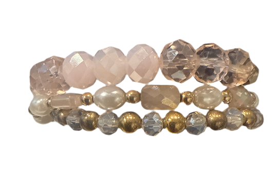 Gold Pink Pearl Bracelet