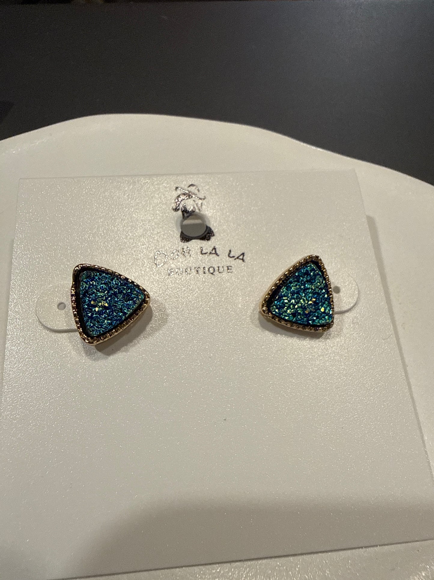 Sparkling Triangle Stud Earrings