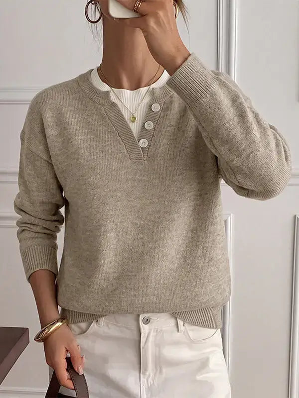 Layered Look Button Sweater