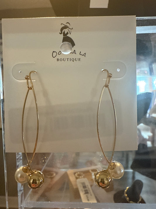 Pearl/Gld Ball Dangles