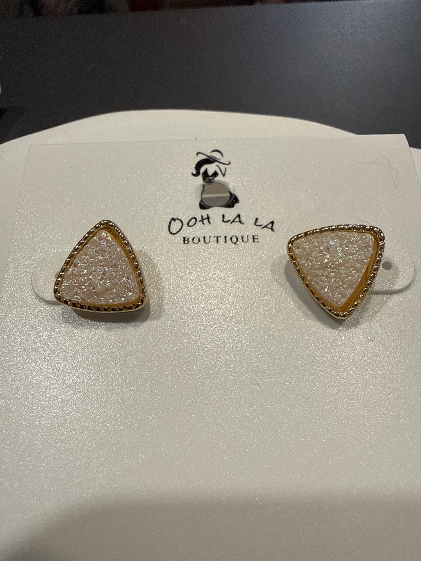 Sparkling Triangle Stud Earrings