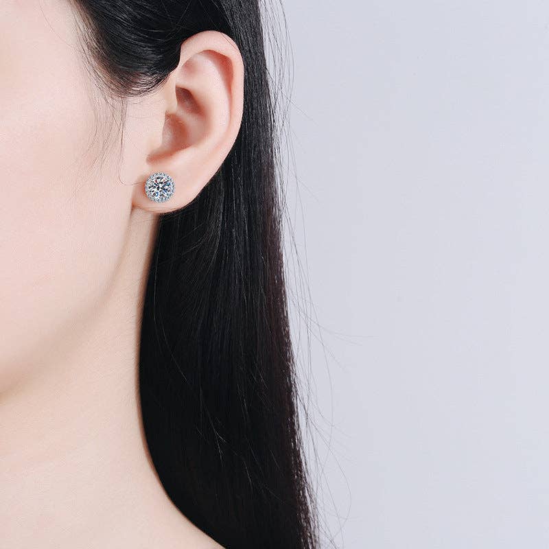 Four-Prong Moissanite Stud Earrings in 925 Sterling Silver