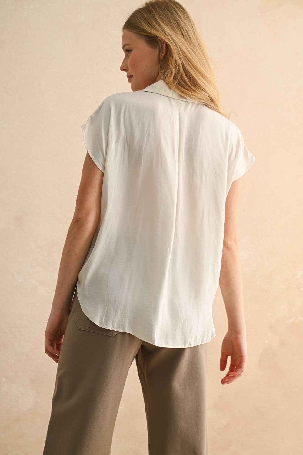 BUTTON DOWN CAP SLEEVE SHIRTS