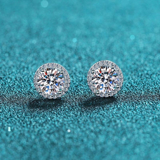 Four-Prong Moissanite Stud Earrings in 925 Sterling Silver