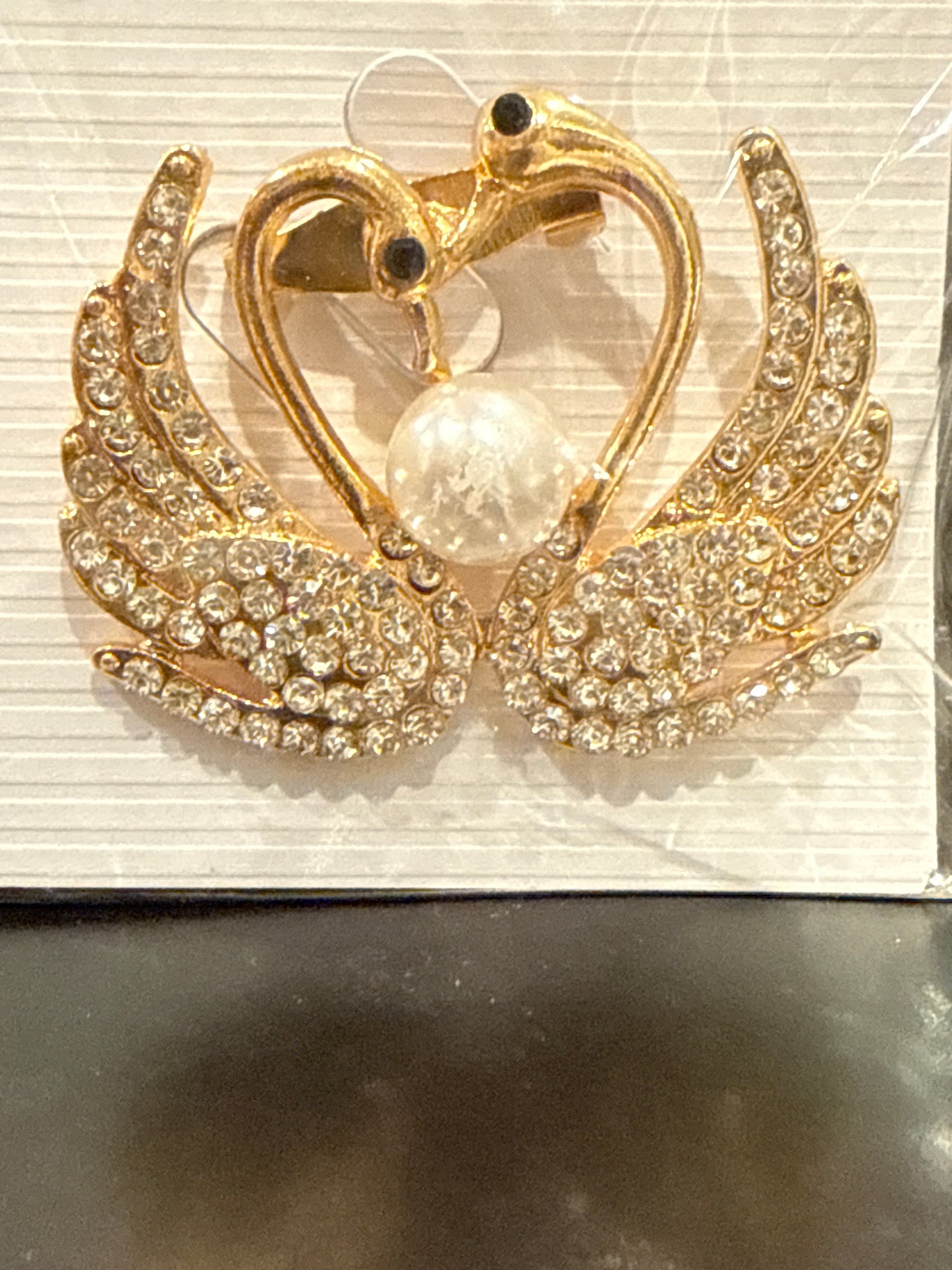 Crystal Swan Brooch