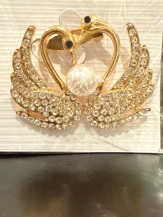 Crystal Swan Brooch