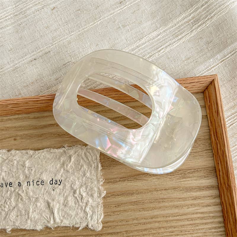 Iridescent Oval Flat Hair Claw Clip