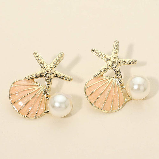 Pearl Starfish Shell Earrings