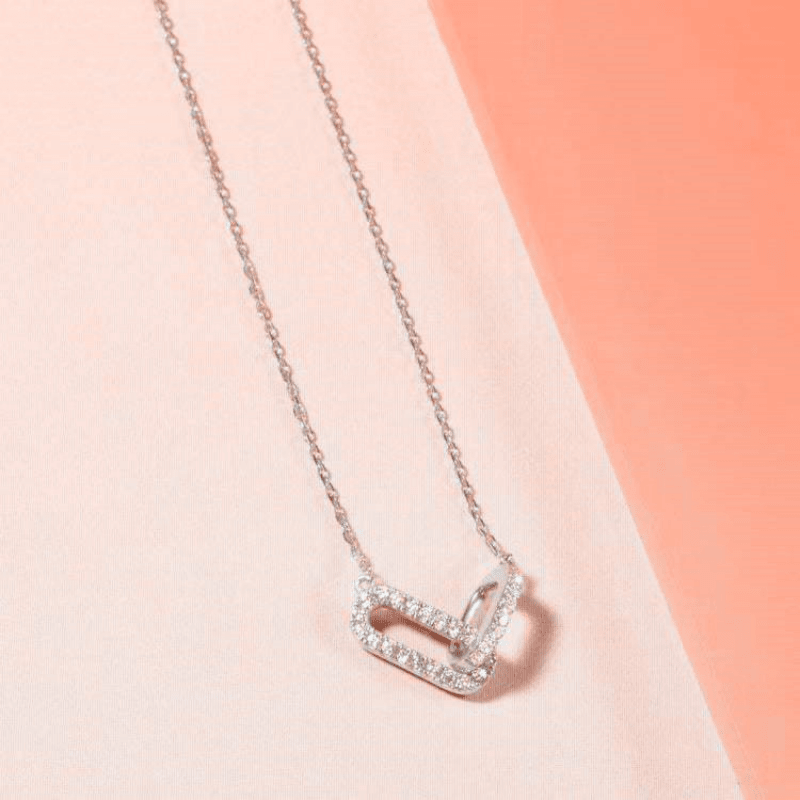 Interlocking Link Pendant Necklace in 925 Sterling Silver